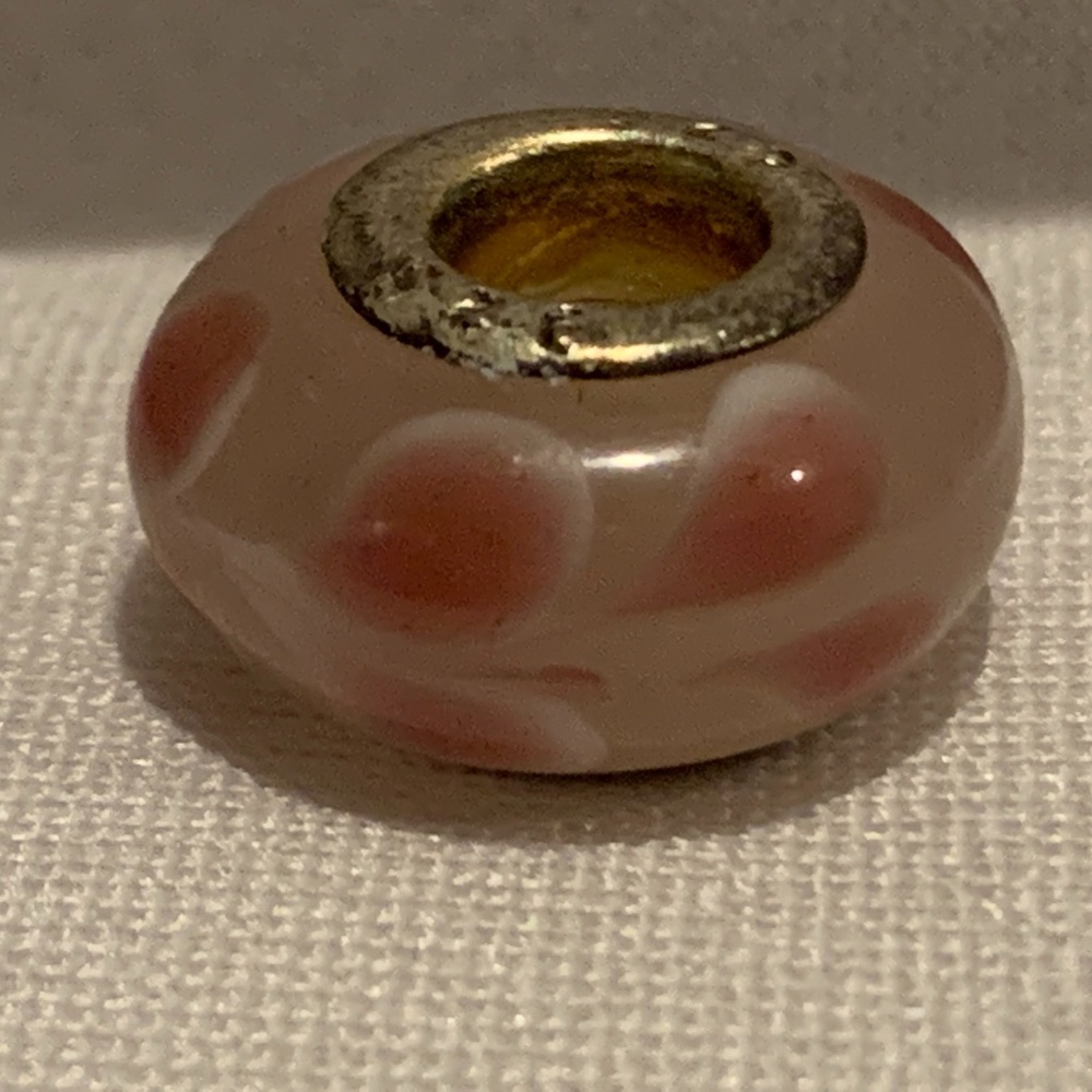 NWOT Pink Glass Bead Charm 925 Silver